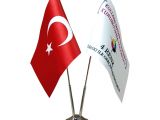 FİRMA LOGO BASKILI TÜRK BAYRAKLI MASA BAYRAĞI